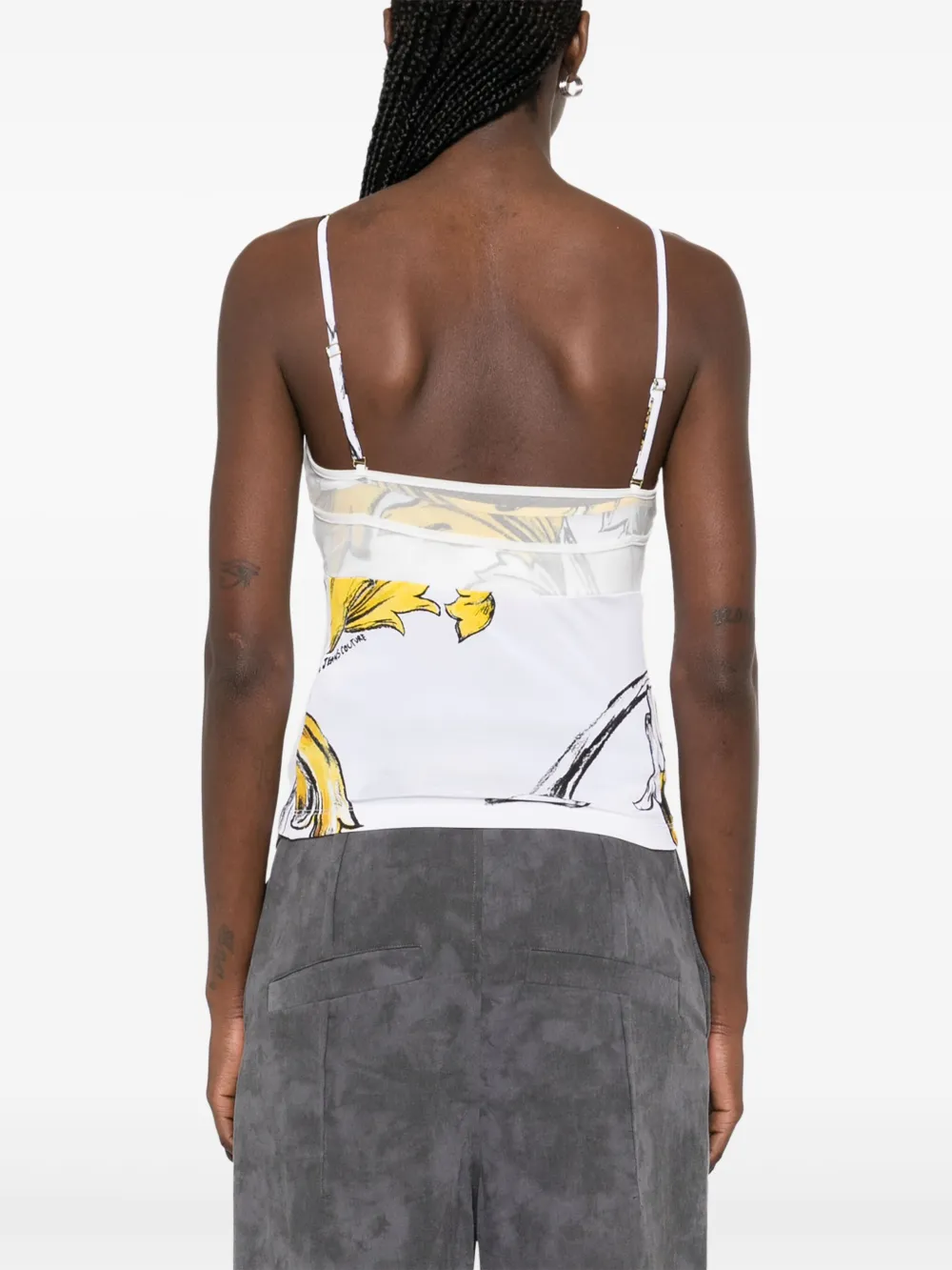 Shop Versace Jeans Couture Barocco Mesh Top In White