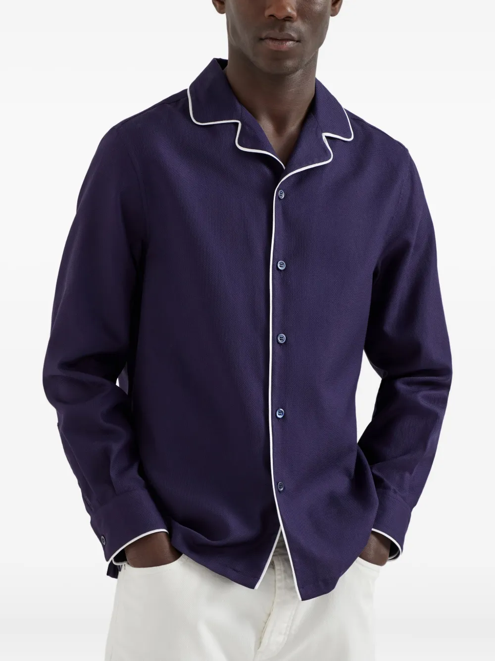 Brunello Cucinelli Overhemd met contrasterende afwerking Blauw