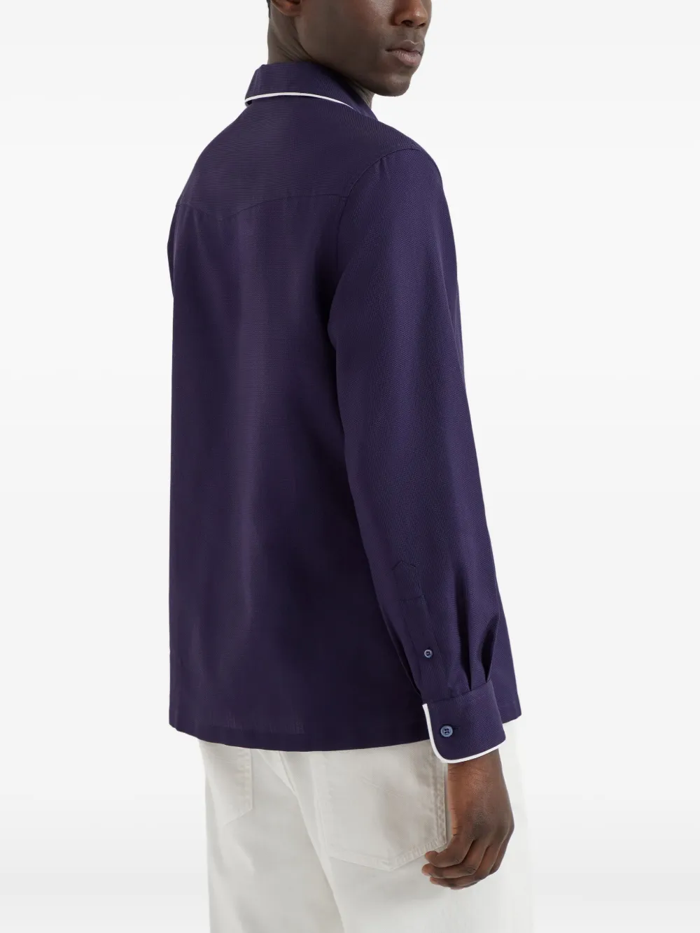 Brunello Cucinelli Overhemd met contrasterende afwerking Blauw