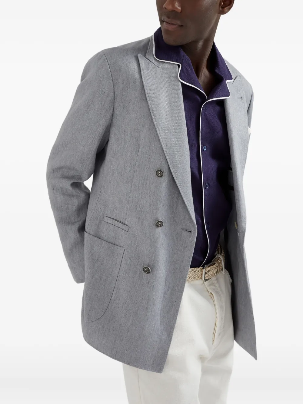 Brunello Cucinelli Overhemd met contrasterende afwerking Blauw