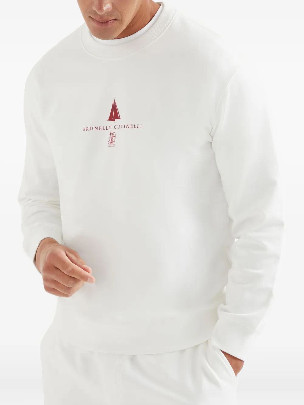 Brunello Cucinelli Sweater met logoprint Wit