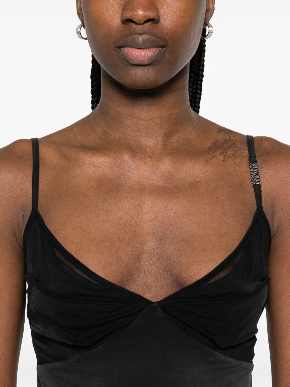 Versace Jeans Couture Top met mesh vlakken Zwart