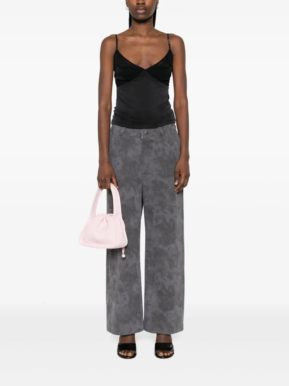 Versace Jeans Couture Top met mesh vlakken Zwart
