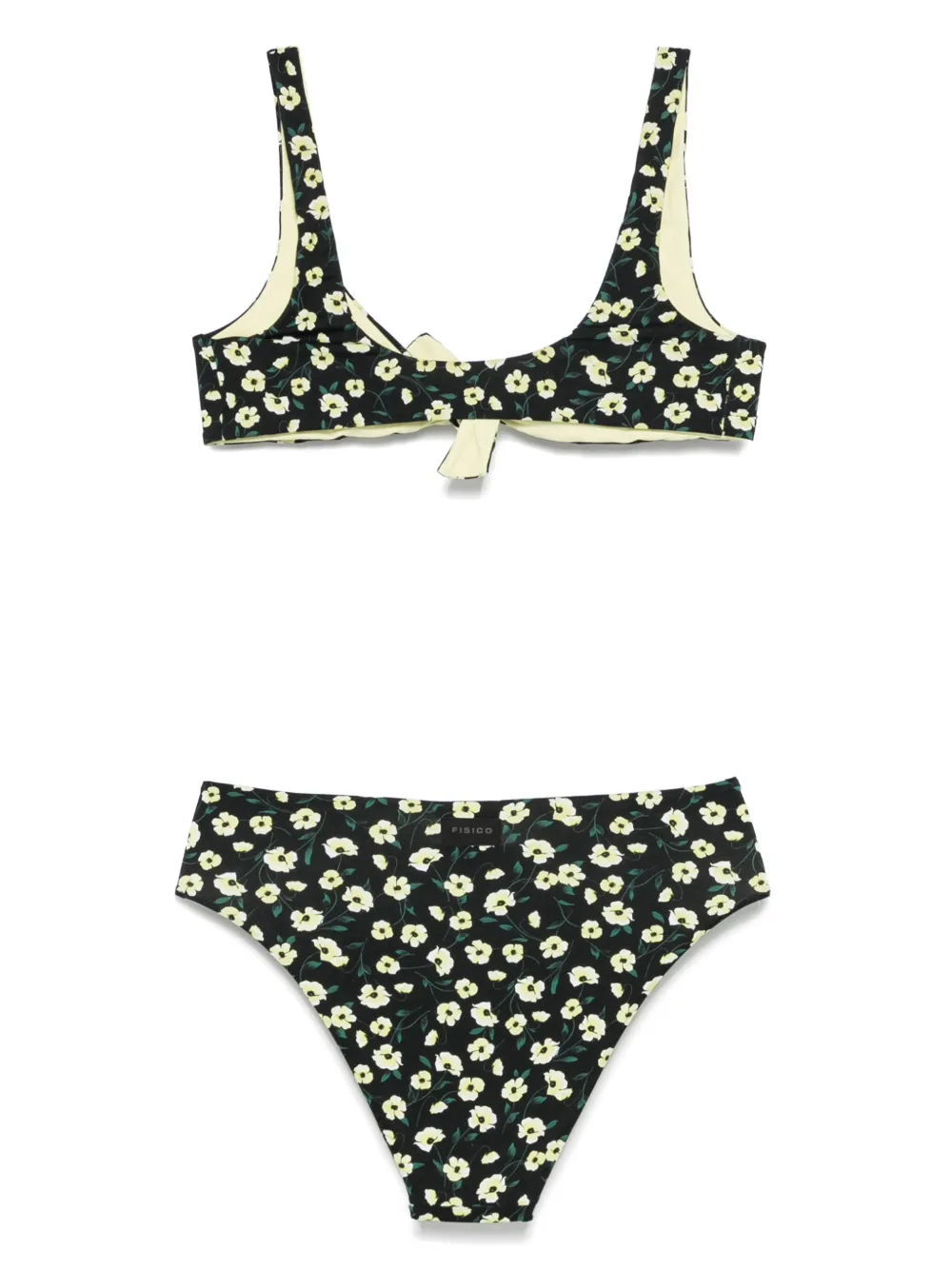 Fisico Bikini met bloemenprint Zwart