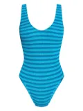 Bond-eye striped ribbed swimsuit - Blue