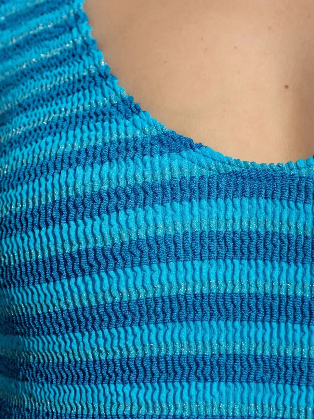 Bond-eye striped ribbed swimsuit Blauw