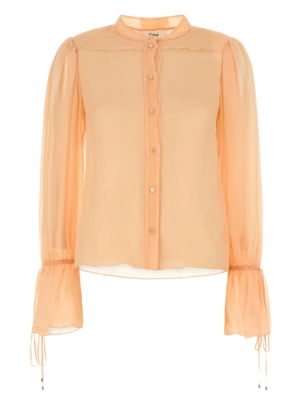 Chloé Sheer Fabric Blouse Drawstring Cuffs In Pink