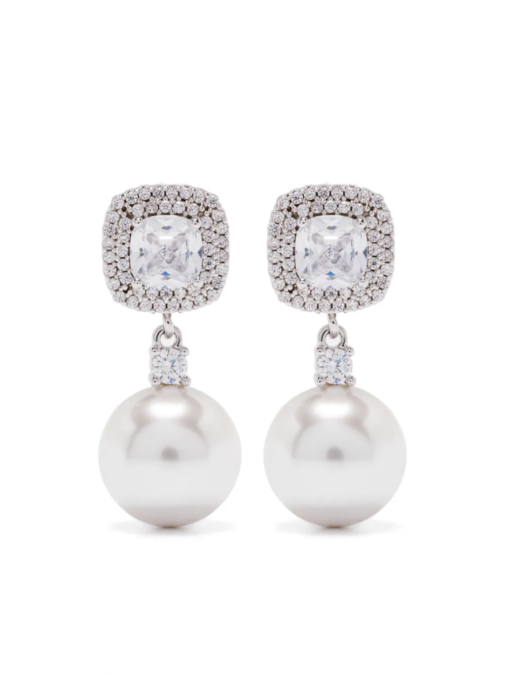 Self-Portrait pearl-detailing earrings | Silver | Image 1