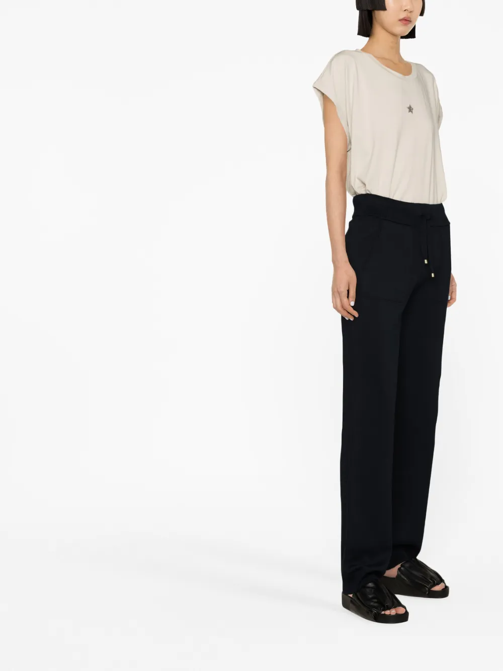 Lorena Antoniazzi T-shirt met sterpatch Beige