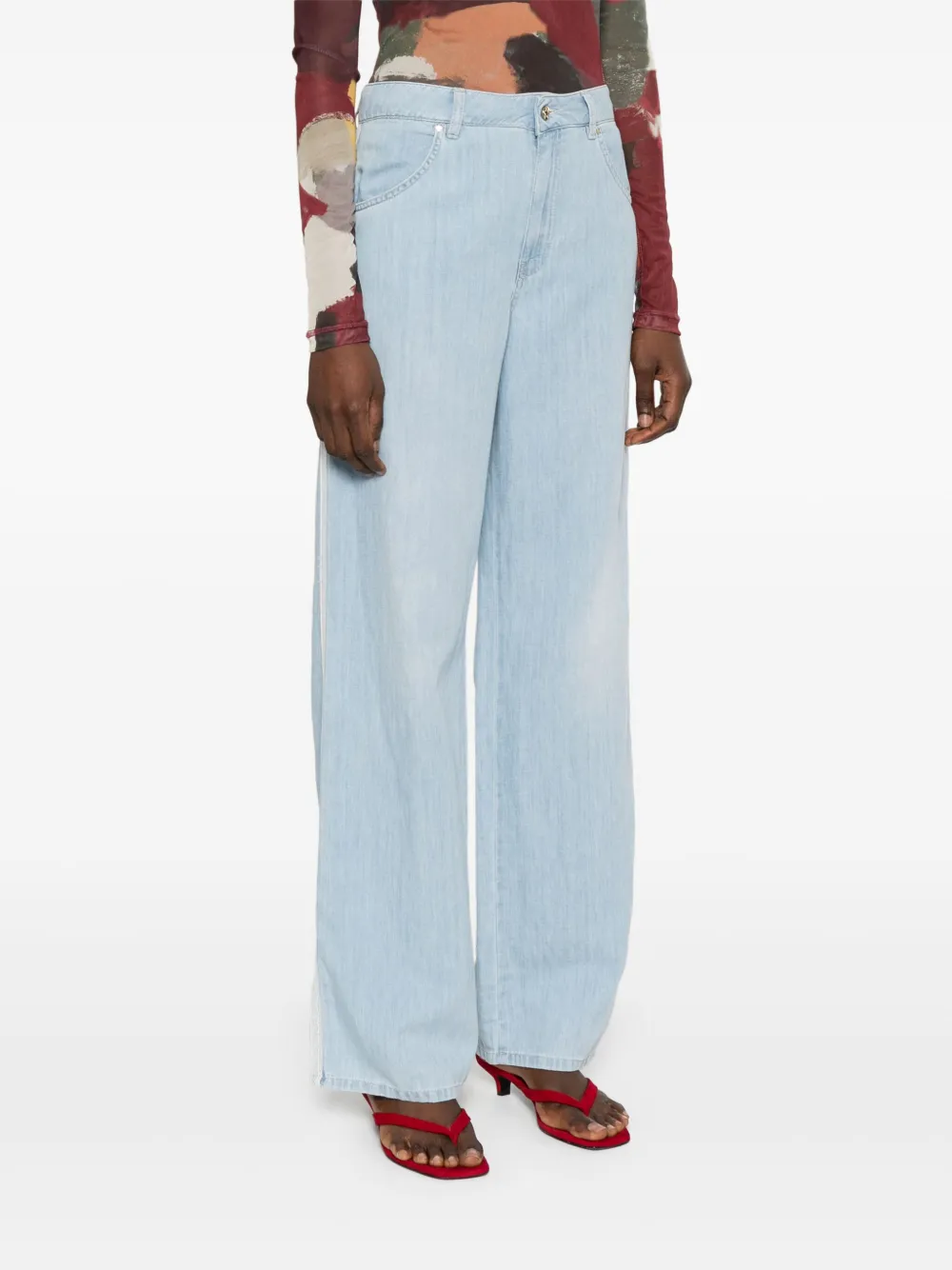 Lorena Antoniazzi Jeans met logopatch Blauw