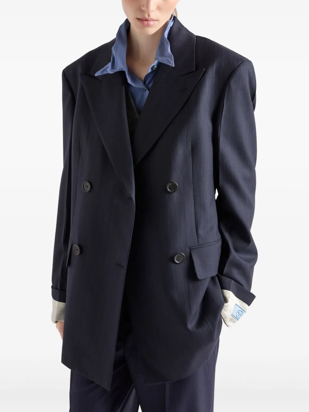 Prada Blazer met krijtstreep Blauw