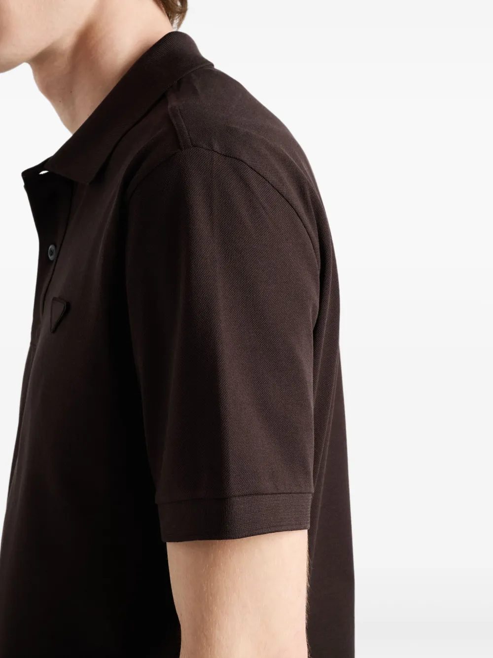 Shop Prada Piqué Polo Shirt In Brown