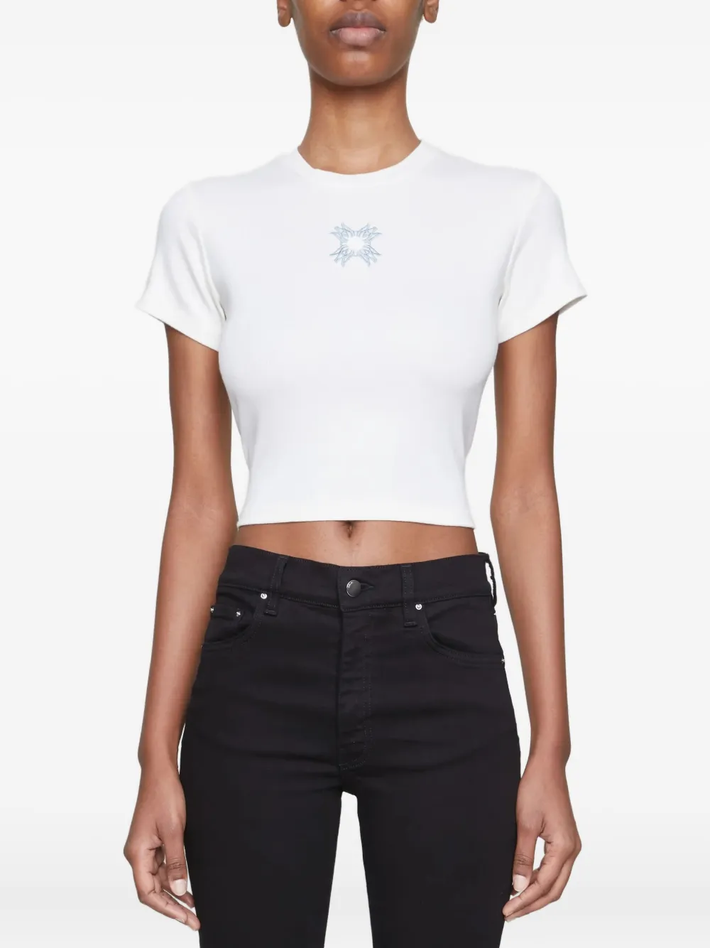 Amiri Embroidered Crew-neck T-shirt In White