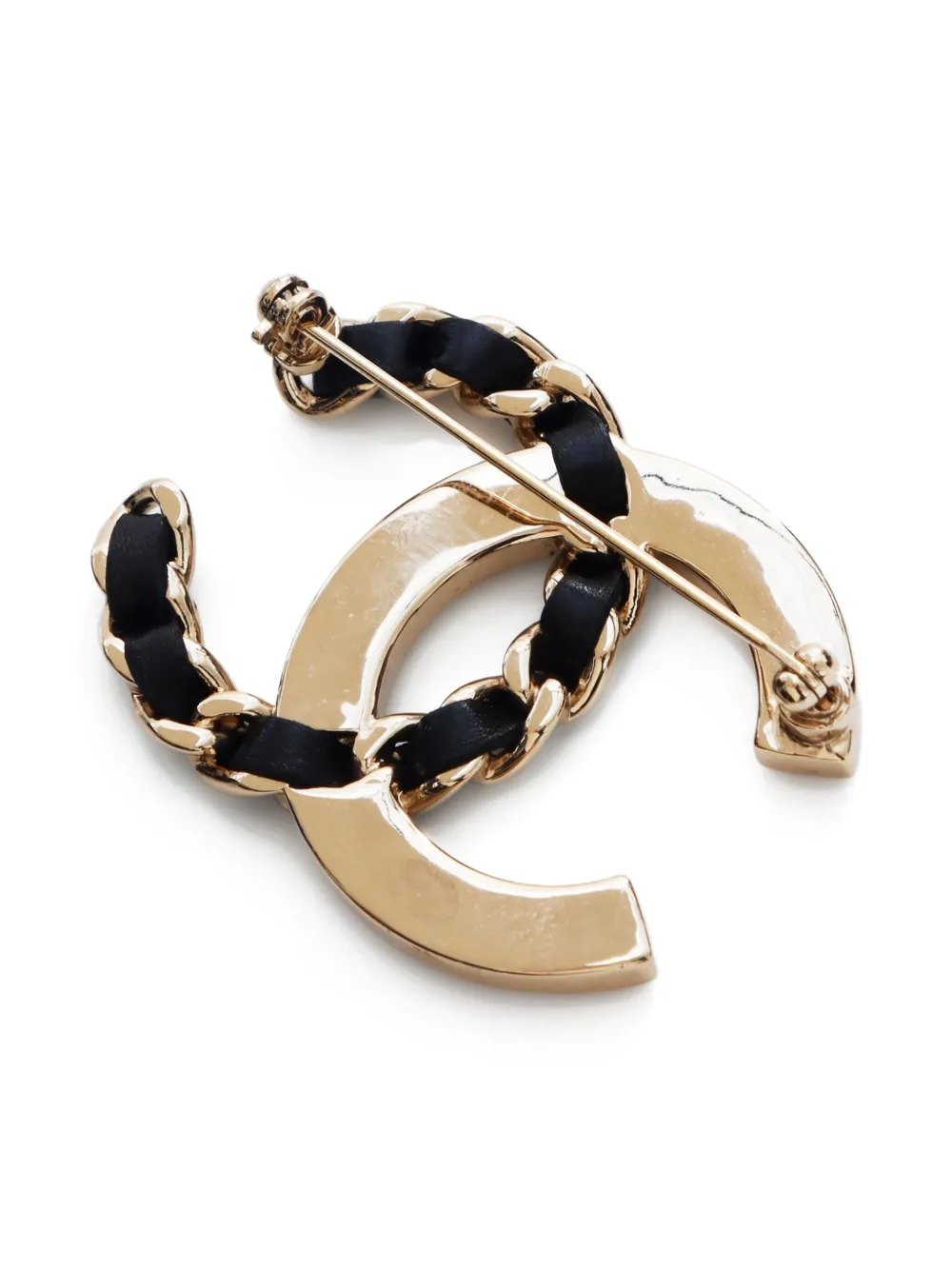 Pre-owned Chanel 2019 Cc Logo Chain Brooch In Gold