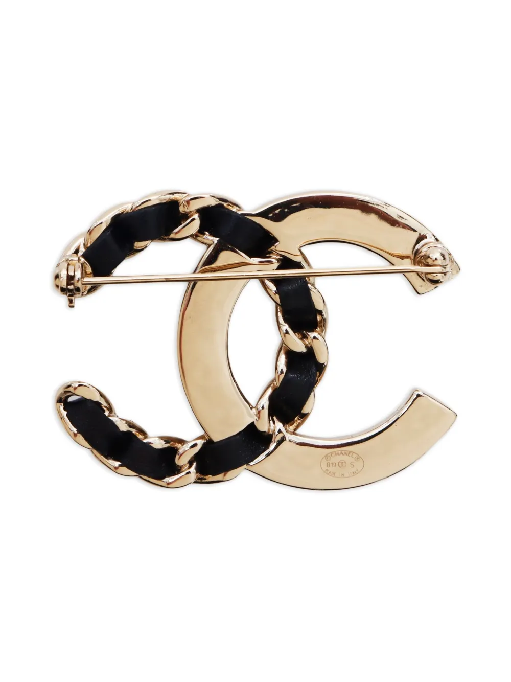 Pre-owned Chanel 2019 Cc Logo Chain Brooch In Gold