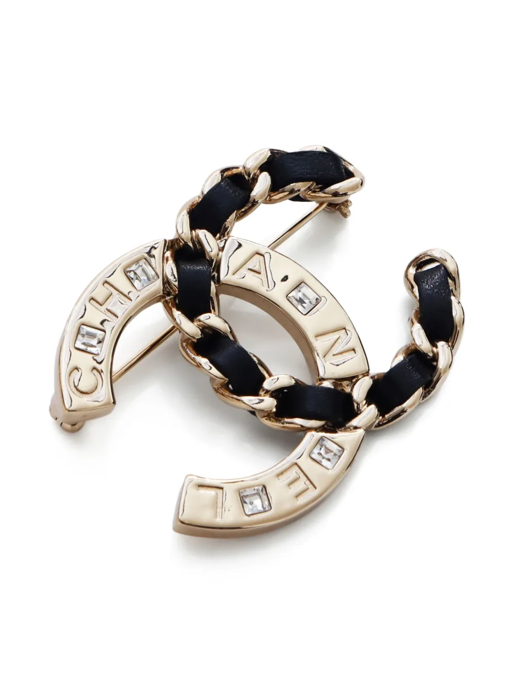 Pre-owned Chanel 2019 Cc Logo Chain Brooch In Gold