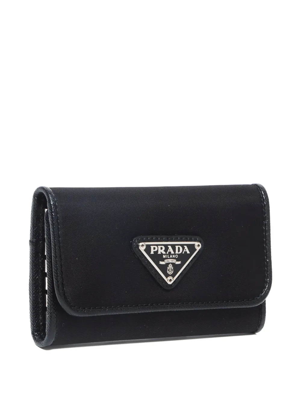 Pre-owned Prada 2010-2020s Triangle-logo Key Case In Black