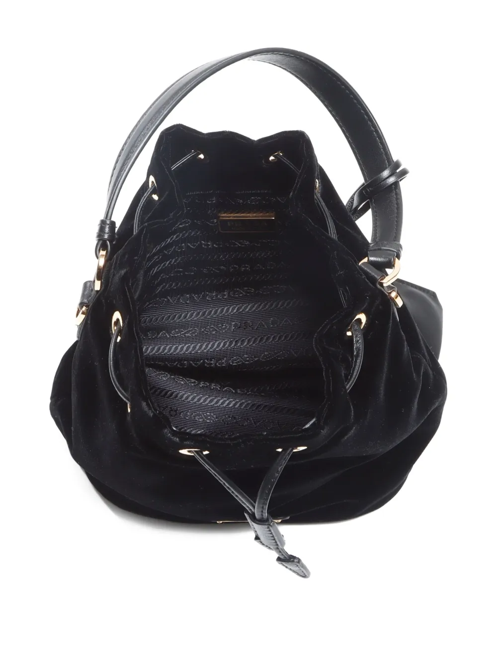 Pre-owned Prada 2020-2024 Velvet Bucket Bag In Black