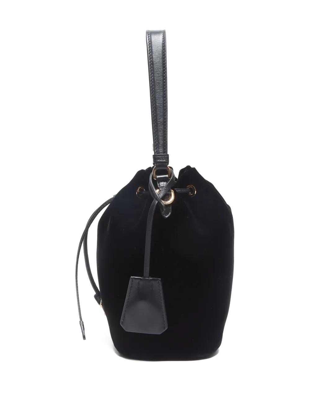 Pre-owned Prada 2020-2024 Velvet Bucket Bag In Black