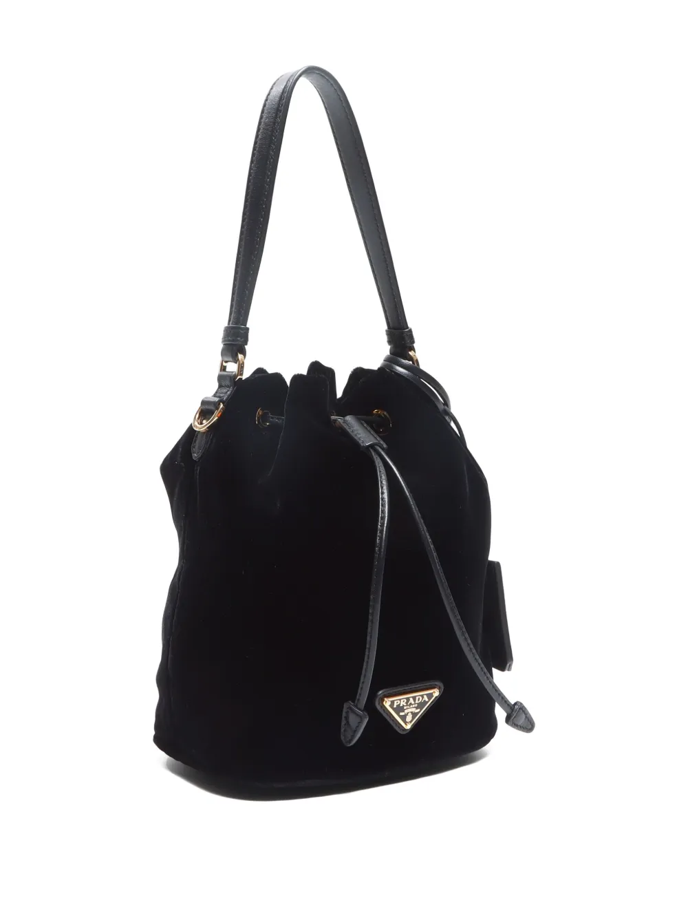 Pre-owned Prada 2020-2024 Velvet Bucket Bag In Black