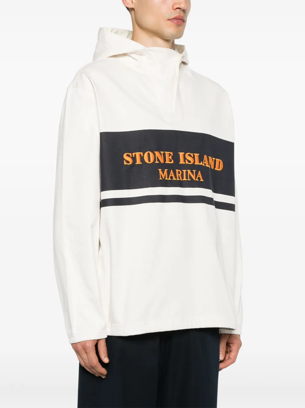 Stone Island Hoodie met geborduurd logo Beige