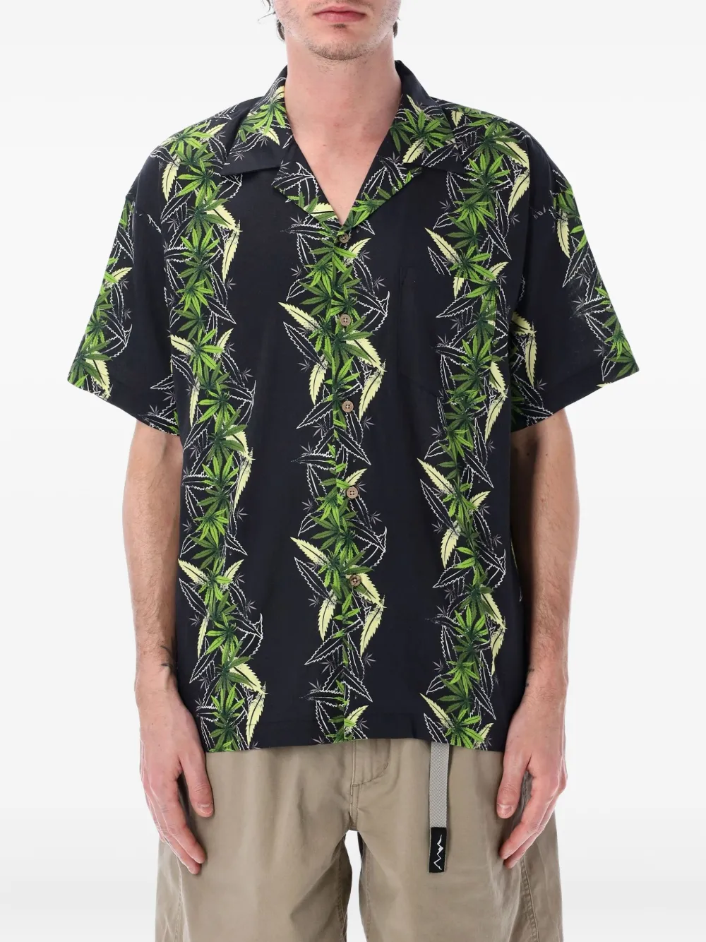 MANASTASH Manaloha tropical leaf-print shirt | Black | Image 1