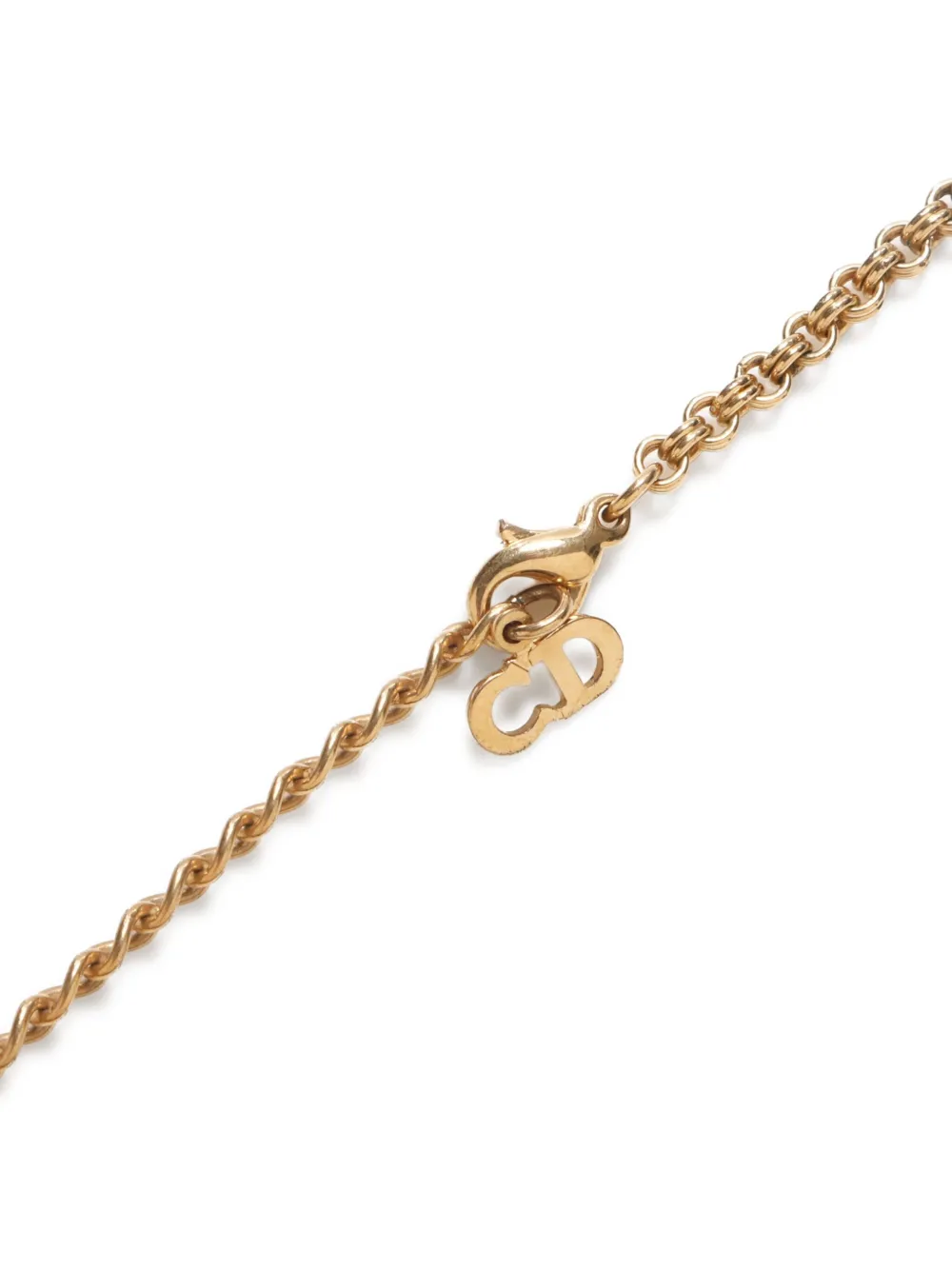 Pre-owned Dior 1990-2015 Rhinestone-embellished Necklace In Gold