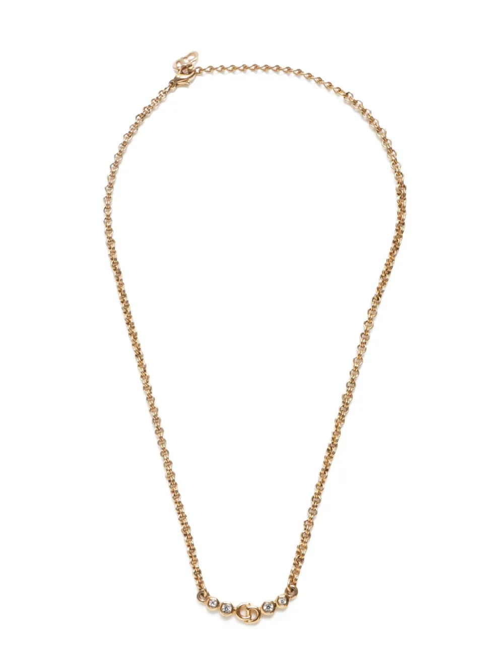 Pre-owned Dior 1990-2015 Rhinestone-embellished Necklace In Gold