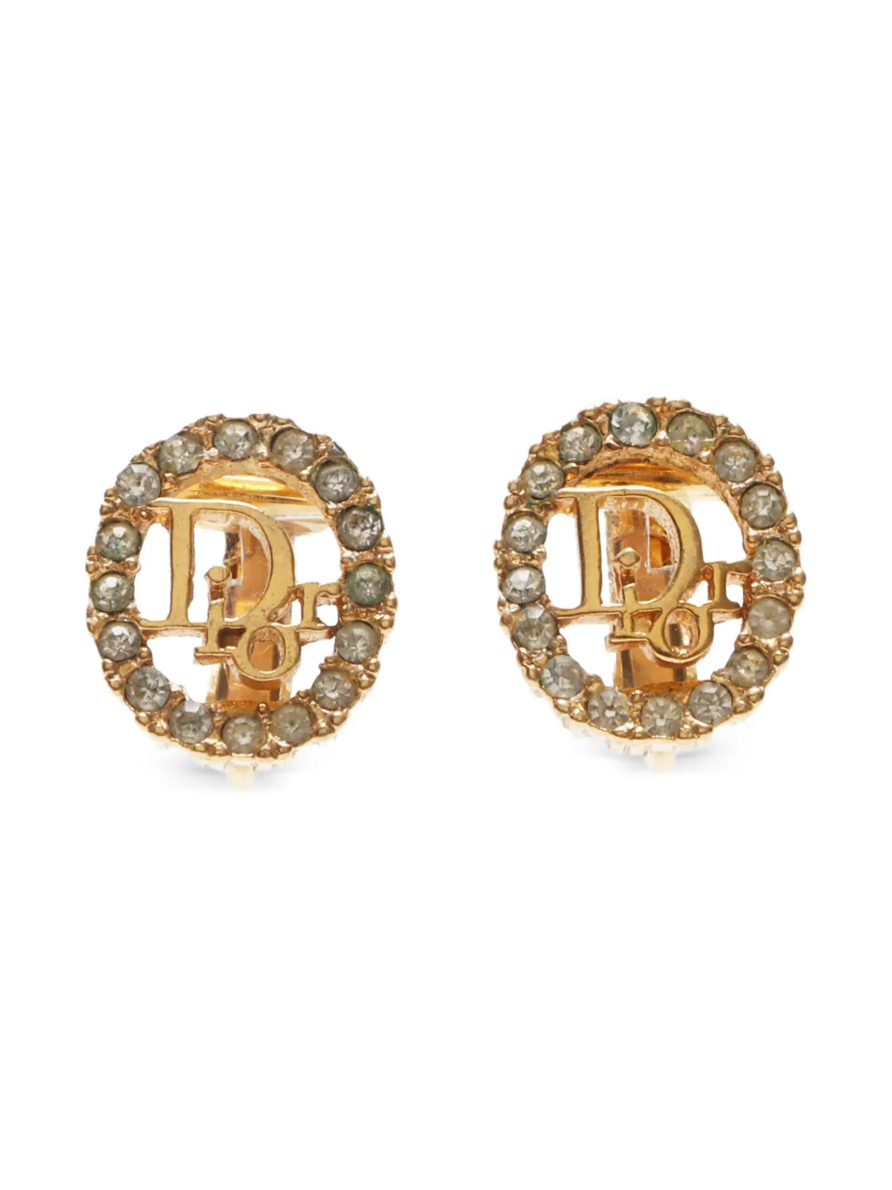 Christian Dior Pre-Owned 1990-2015 ラインストーン ピアス - ゴールドトーン Christian Dior Pre-Owned 1990-2015 ラインストーン ピアス - ゴールドトーン