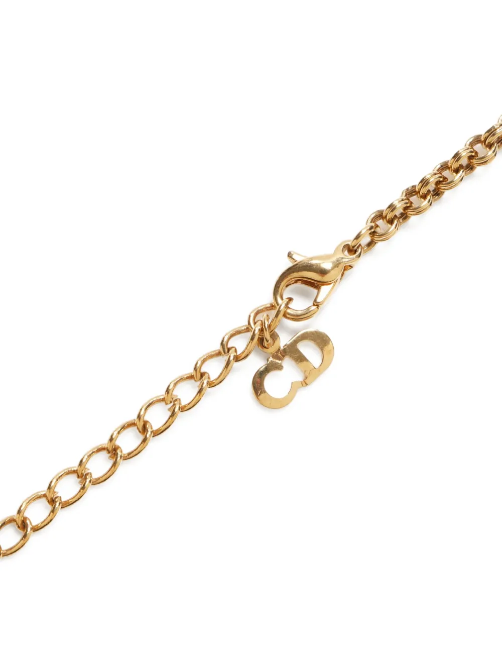 Pre-owned Dior 1990-2015 Rhinestone-embellished Necklace In Gold