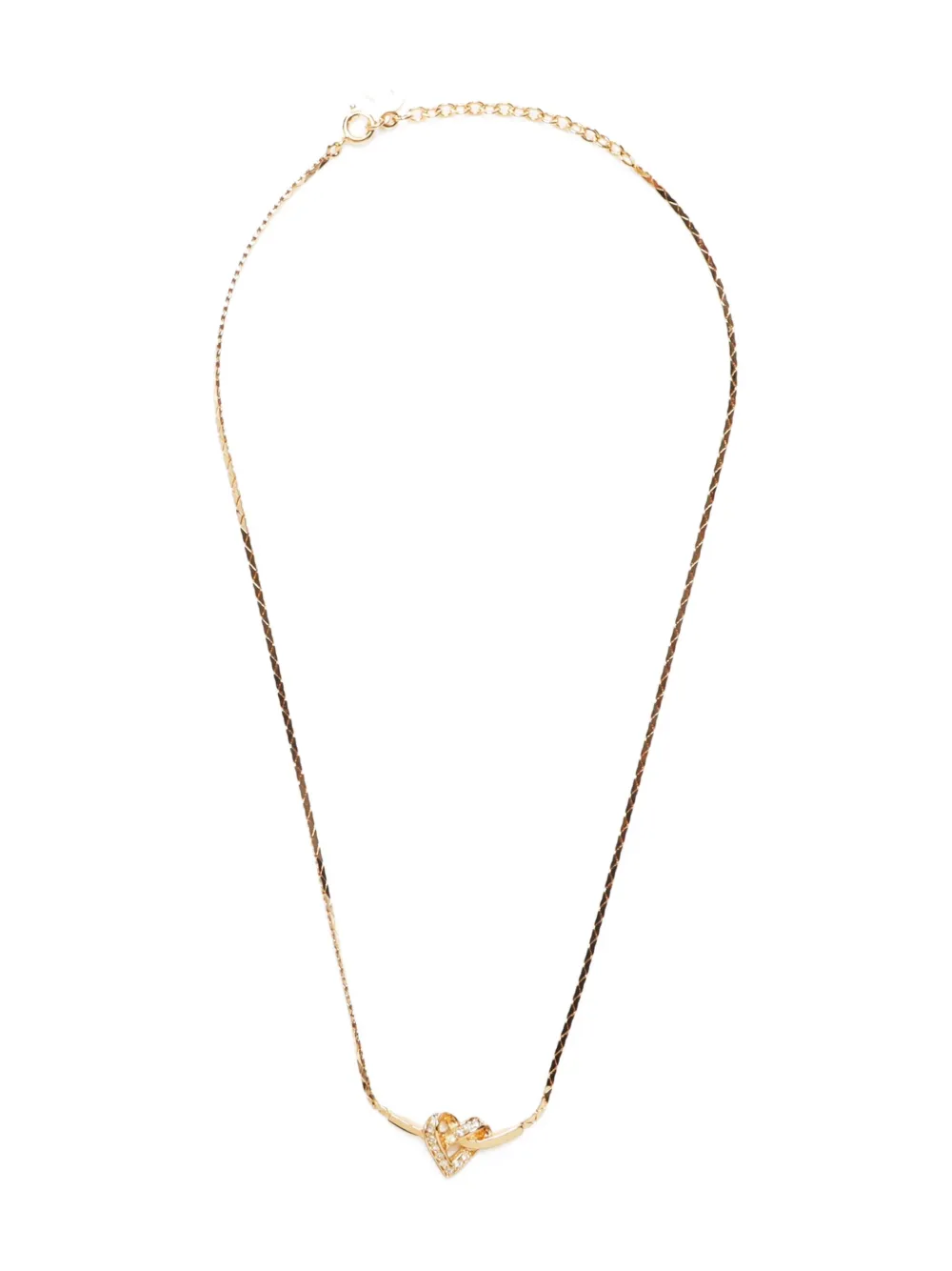 Pre-owned Dior 1990-2015 Rhinestone-embellished Necklace In Gold