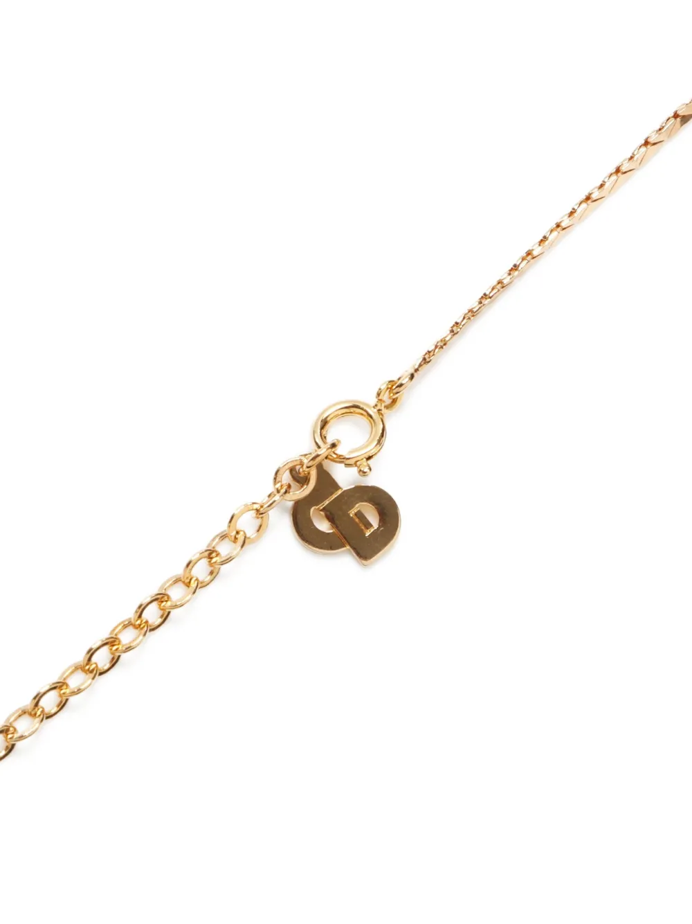 Pre-owned Dior 1990-2015 Rhinestone-embellished Necklace In Gold
