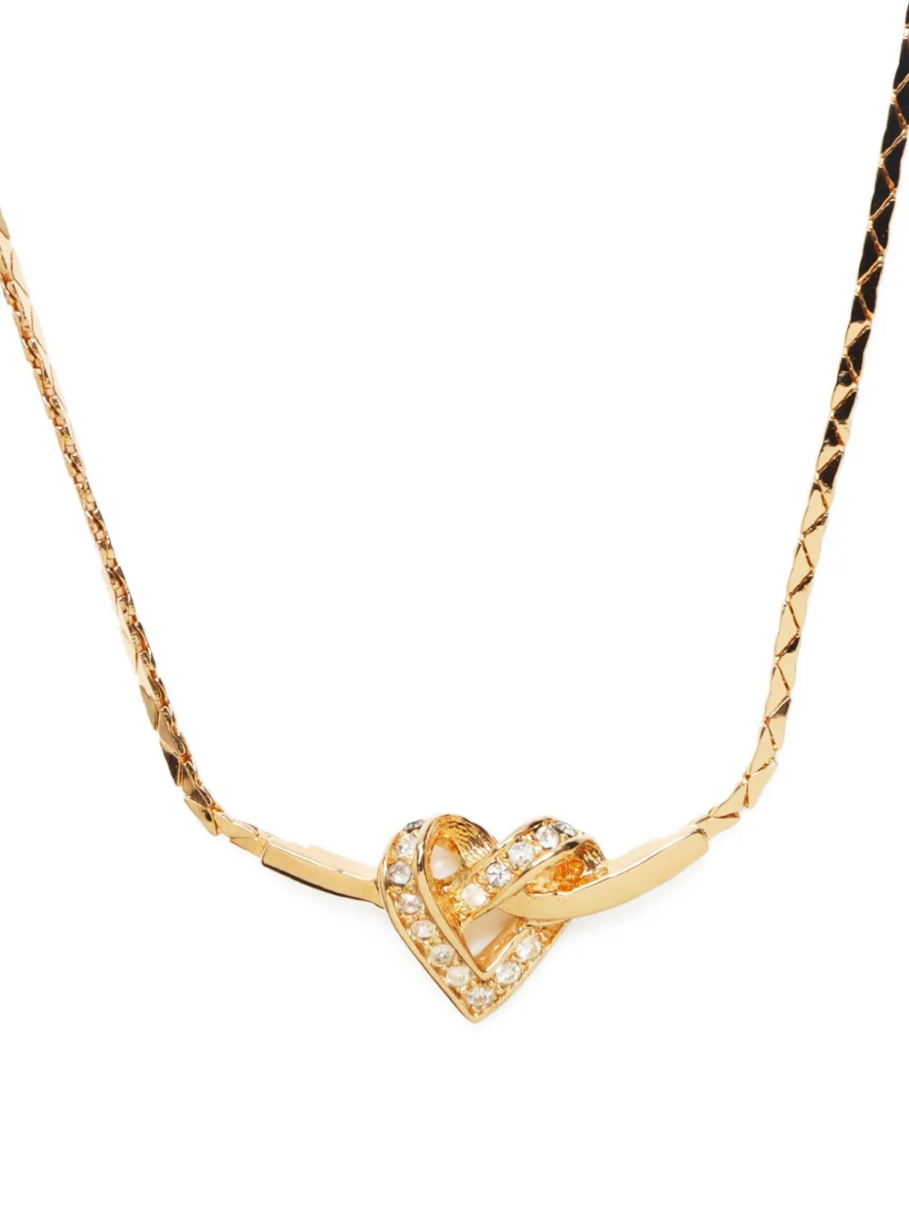Pre-owned Dior 1990-2015 Rhinestone-embellished Necklace In Gold