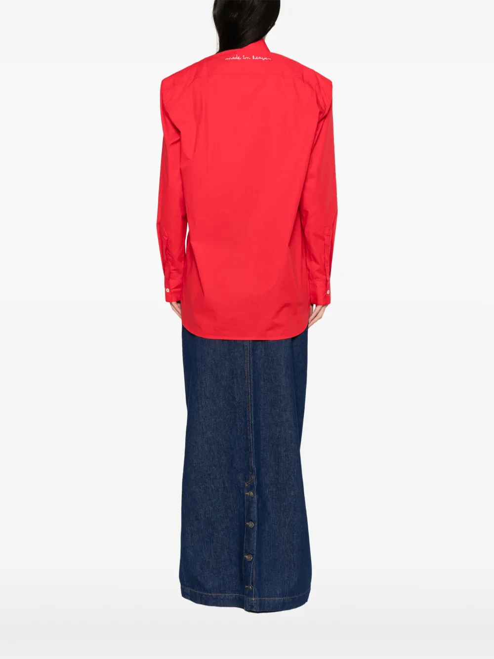 Fiorucci Blouse met borduurwerk en gewatteerde schouders Rood