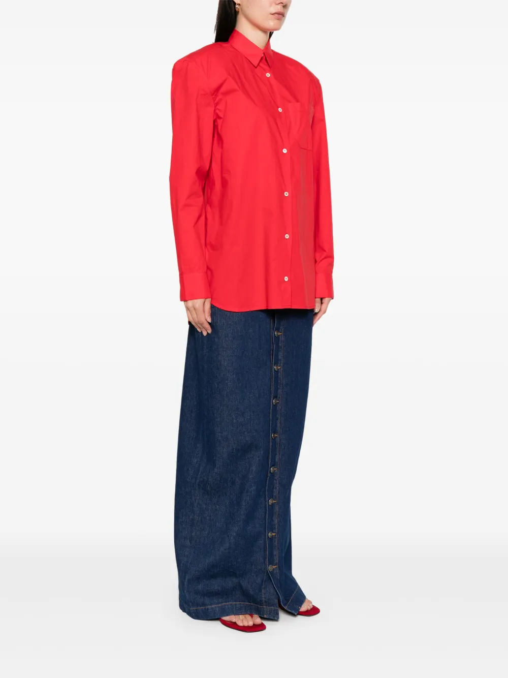 Fiorucci Blouse met borduurwerk en gewatteerde schouders Rood