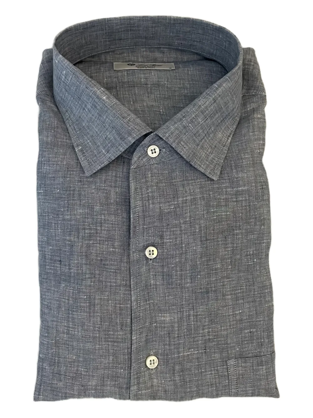 Loro Piana Andre linnen overhemd met knoopsluiting Blauw