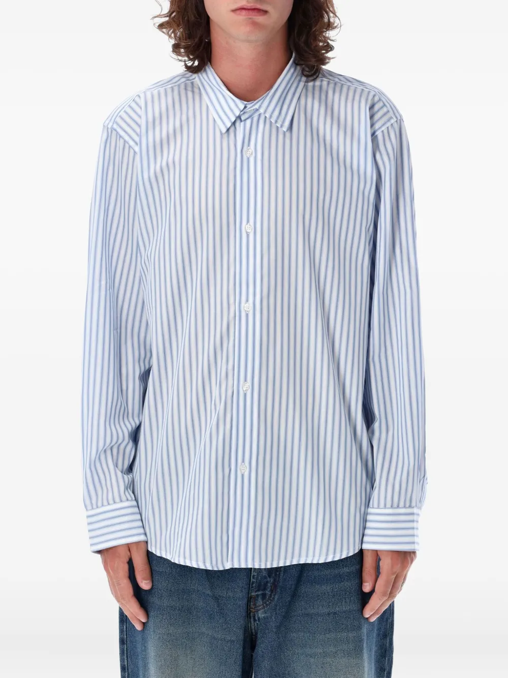 Pop Trading Company camisa con rayas estampadas | azul | Image 1