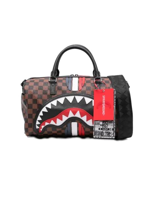 Sprayground checkered shark-mouth tote bag