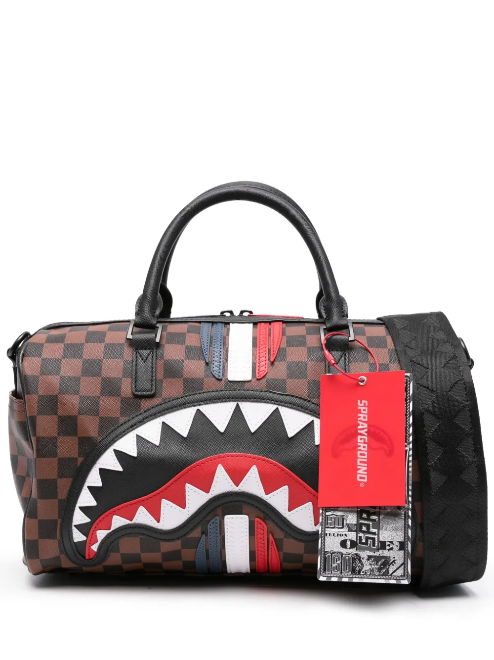 Sprayground tote con motivo de cuadros | marrón | Image 1