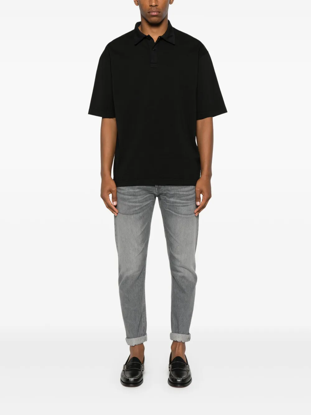 White Sand cotton polo shirt - Zwart