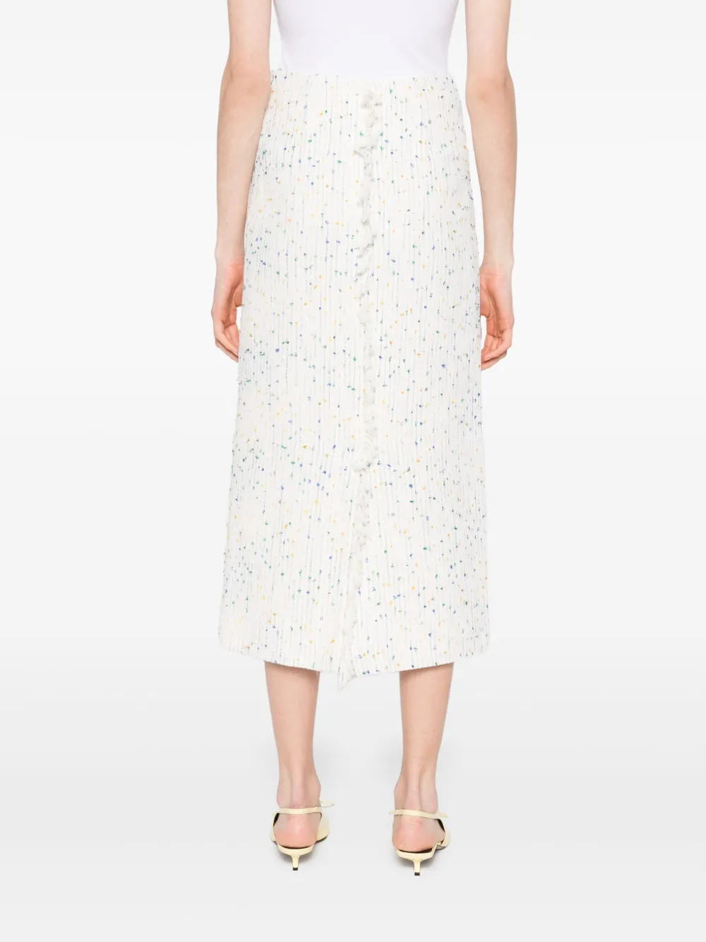 MSGM Midi-rok met franje Wit