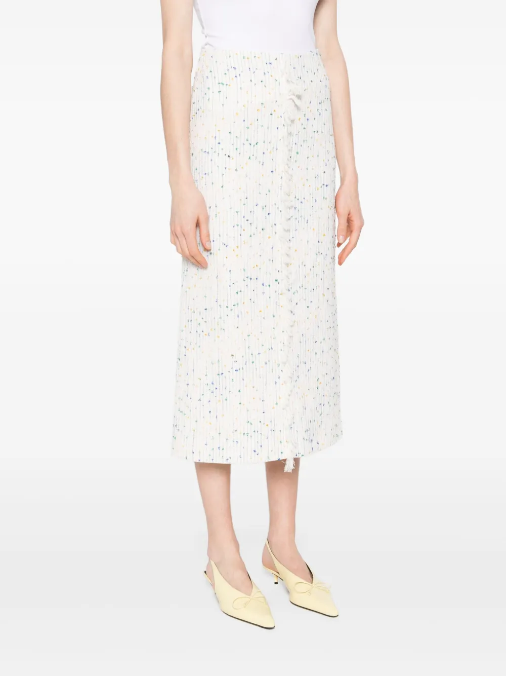 MSGM Midi-rok met franje Wit