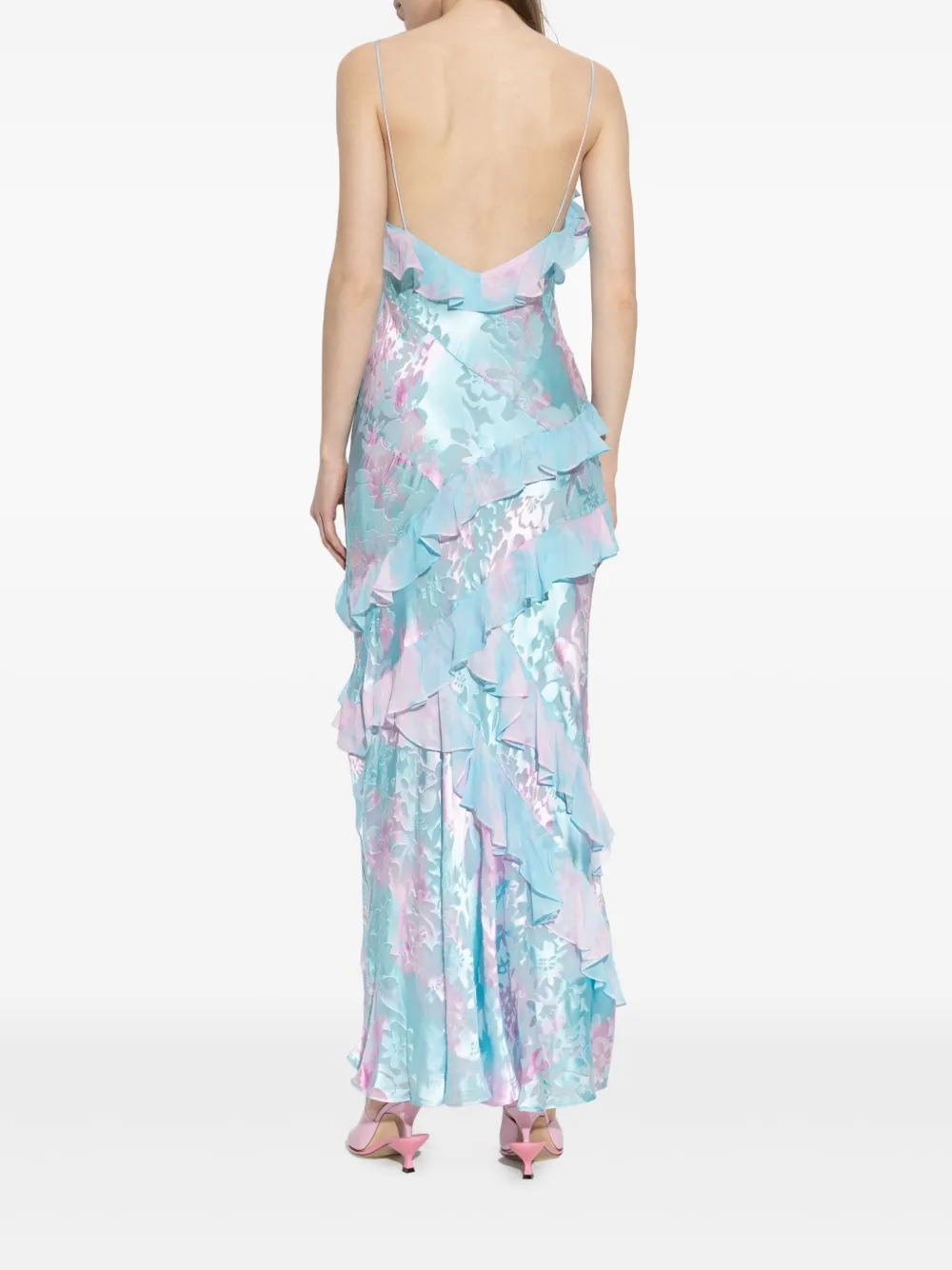 LoveShackFancy Maxi-jurk met ruches Blauw