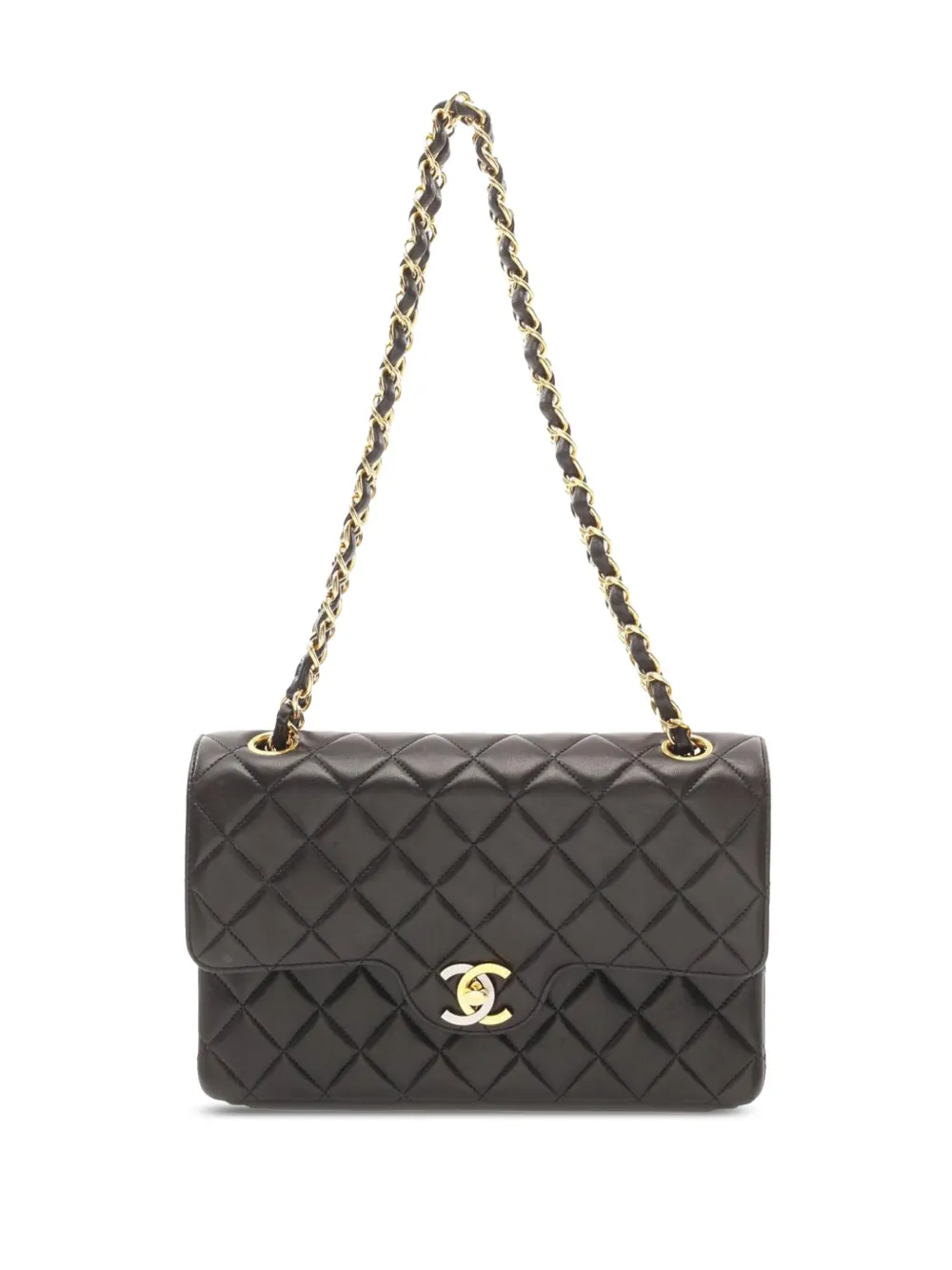 CHANEL Pre-Owned شنطة كتف 'CC دابل فلاب' جلد الحمل مبطنة صغيرة 1994-1991 | أسود | Image 1