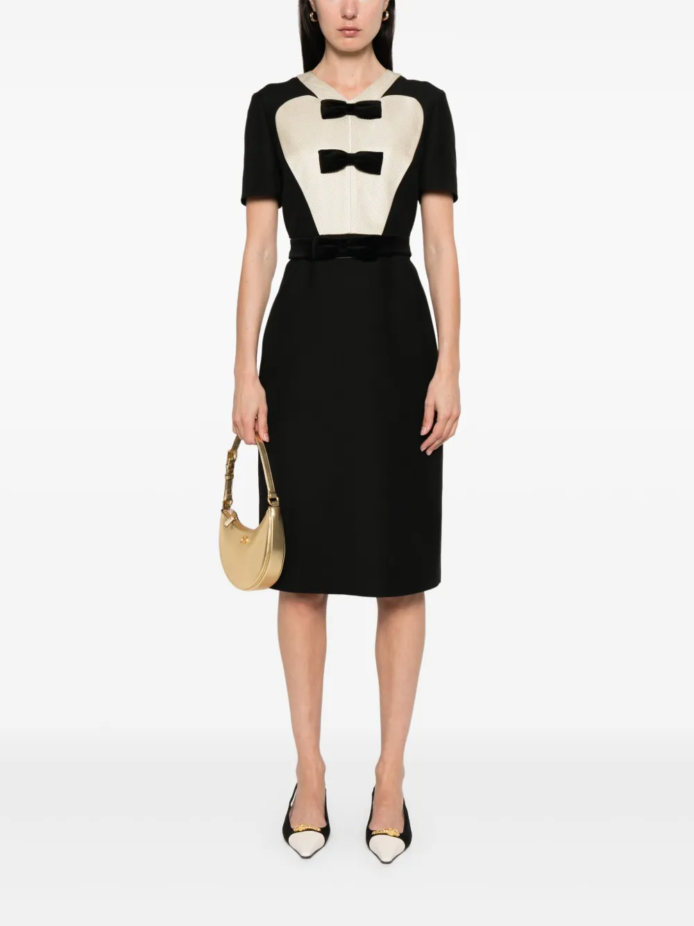 Valentino Garavani bow-detail midi dress - Zwart