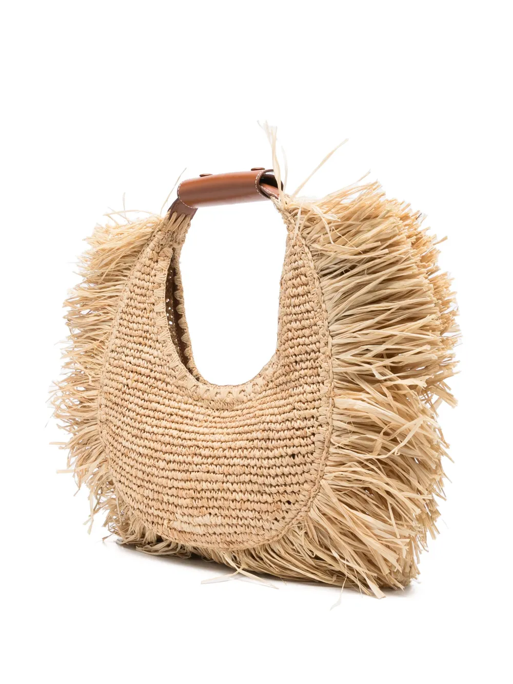 Staud Moon Raffia Tote Bag Natural Fringe In Neutrals