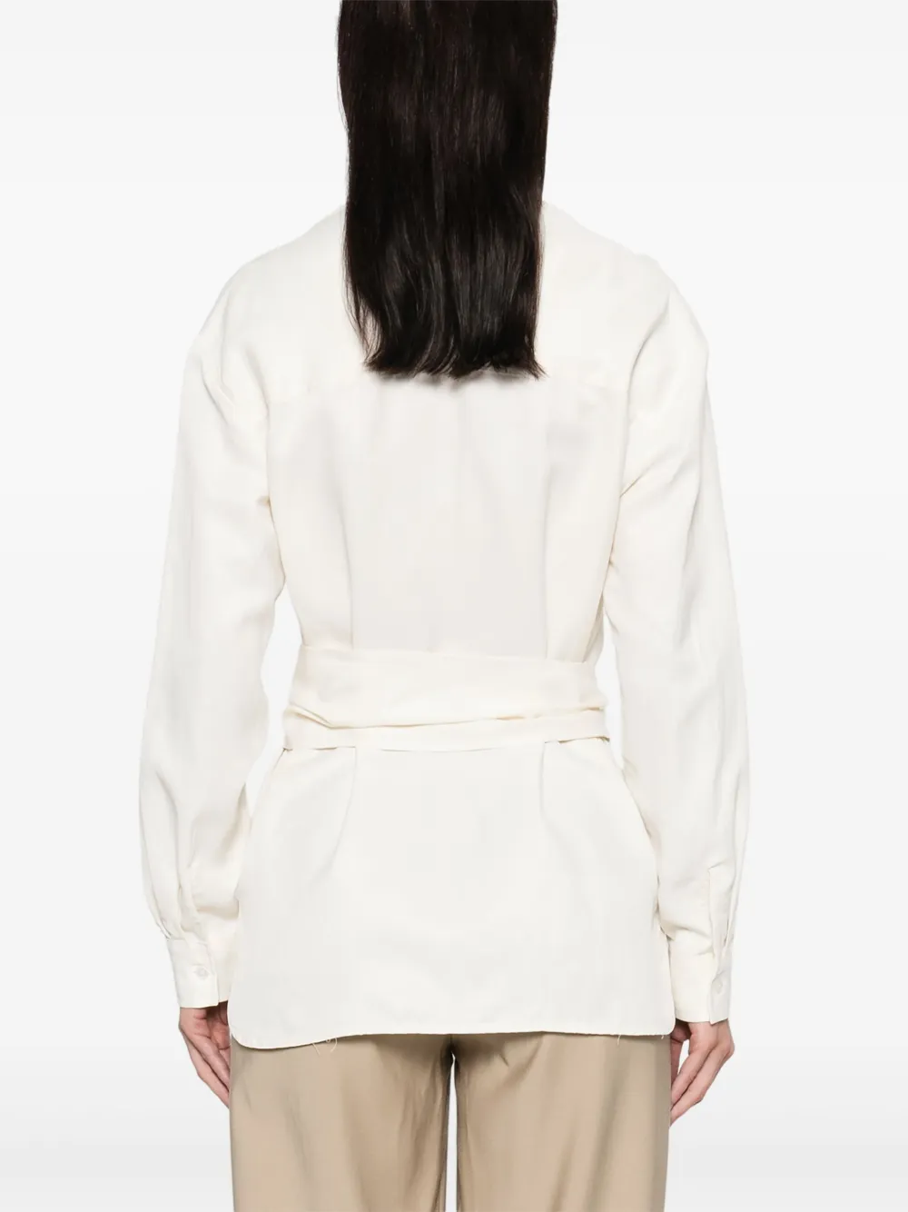 kaos Blouse met ceintuur Beige