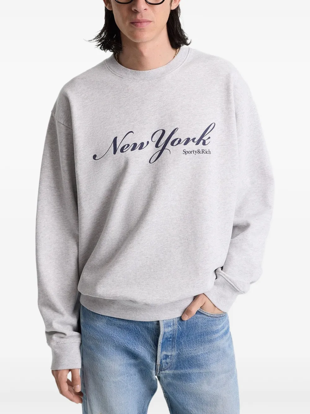 Sporty & Rich Sweater met logoprint Grijs