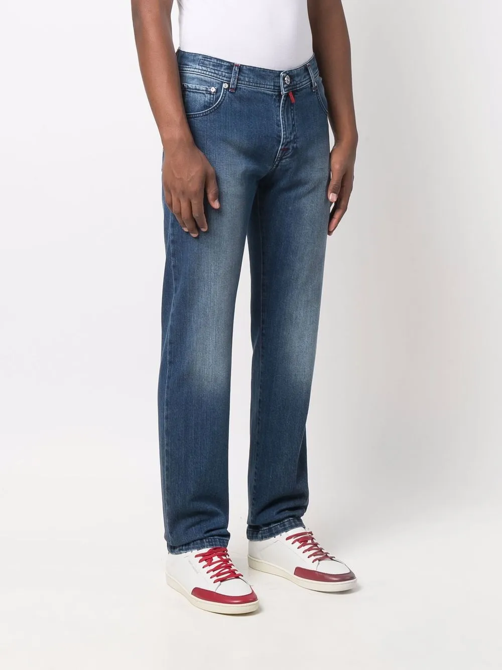 Kiton Jeans met logopatch Blauw
