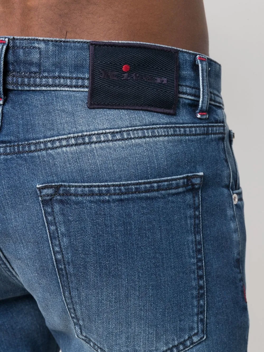 Kiton Jeans met logopatch Blauw